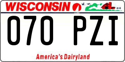 WI license plate 070PZI