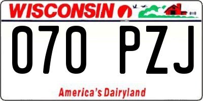 WI license plate 070PZJ