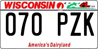 WI license plate 070PZK