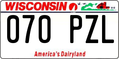 WI license plate 070PZL