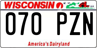 WI license plate 070PZN