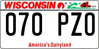 WI license plate 070PZO