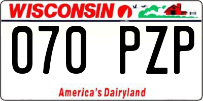 WI license plate 070PZP