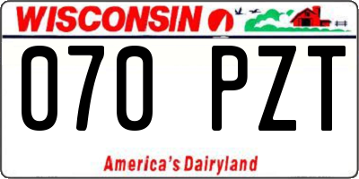 WI license plate 070PZT