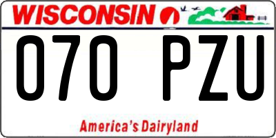 WI license plate 070PZU