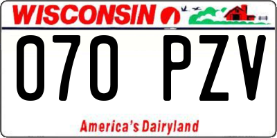 WI license plate 070PZV