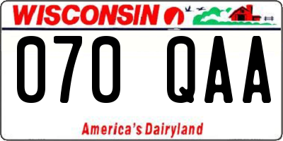 WI license plate 070QAA