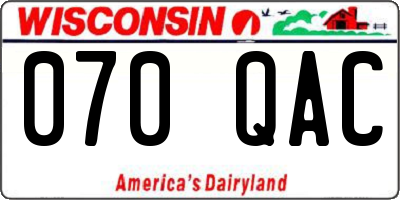 WI license plate 070QAC