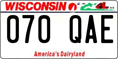 WI license plate 070QAE