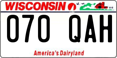 WI license plate 070QAH
