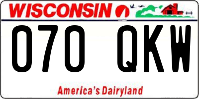 WI license plate 070QKW
