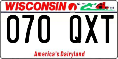 WI license plate 070QXT