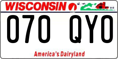 WI license plate 070QYO