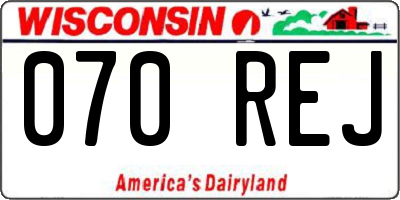 WI license plate 070REJ