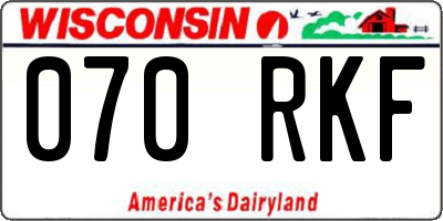 WI license plate 070RKF