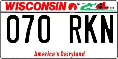 WI license plate 070RKN