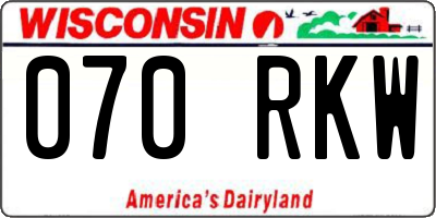 WI license plate 070RKW