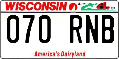 WI license plate 070RNB