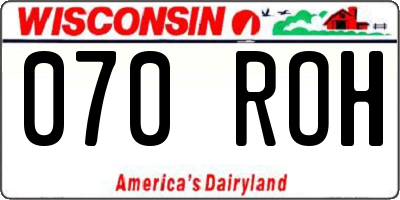 WI license plate 070ROH