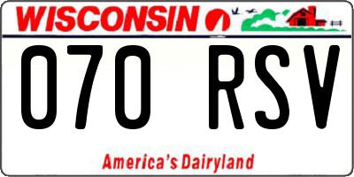 WI license plate 070RSV