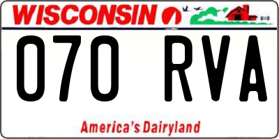 WI license plate 070RVA