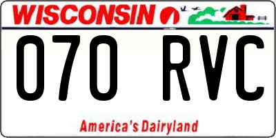 WI license plate 070RVC