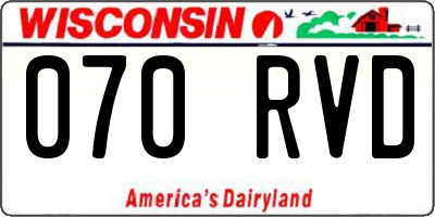 WI license plate 070RVD