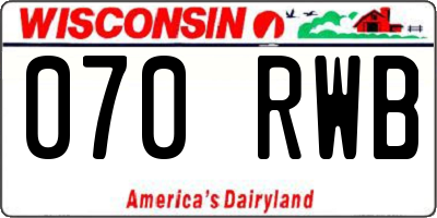 WI license plate 070RWB