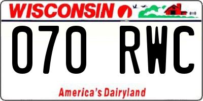 WI license plate 070RWC