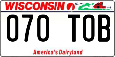 WI license plate 070TOB
