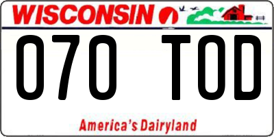 WI license plate 070TOD