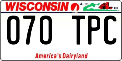 WI license plate 070TPC