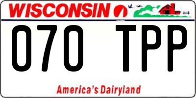 WI license plate 070TPP