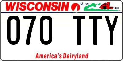 WI license plate 070TTY