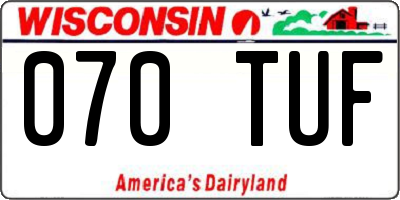 WI license plate 070TUF