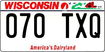 WI license plate 070TXQ