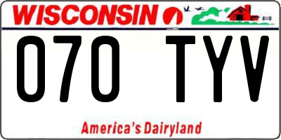 WI license plate 070TYV