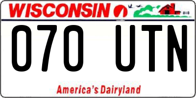 WI license plate 070UTN