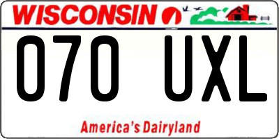 WI license plate 070UXL