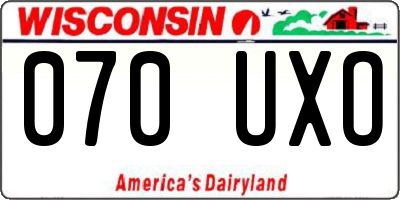 WI license plate 070UXO