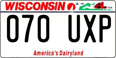 WI license plate 070UXP