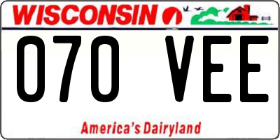 WI license plate 070VEE