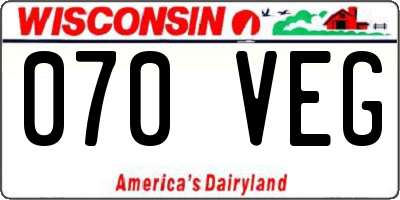 WI license plate 070VEG