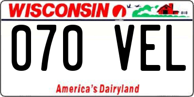 WI license plate 070VEL