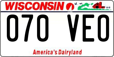 WI license plate 070VEO