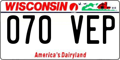 WI license plate 070VEP