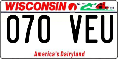 WI license plate 070VEU