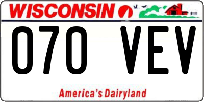 WI license plate 070VEV