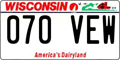 WI license plate 070VEW