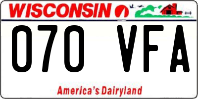 WI license plate 070VFA